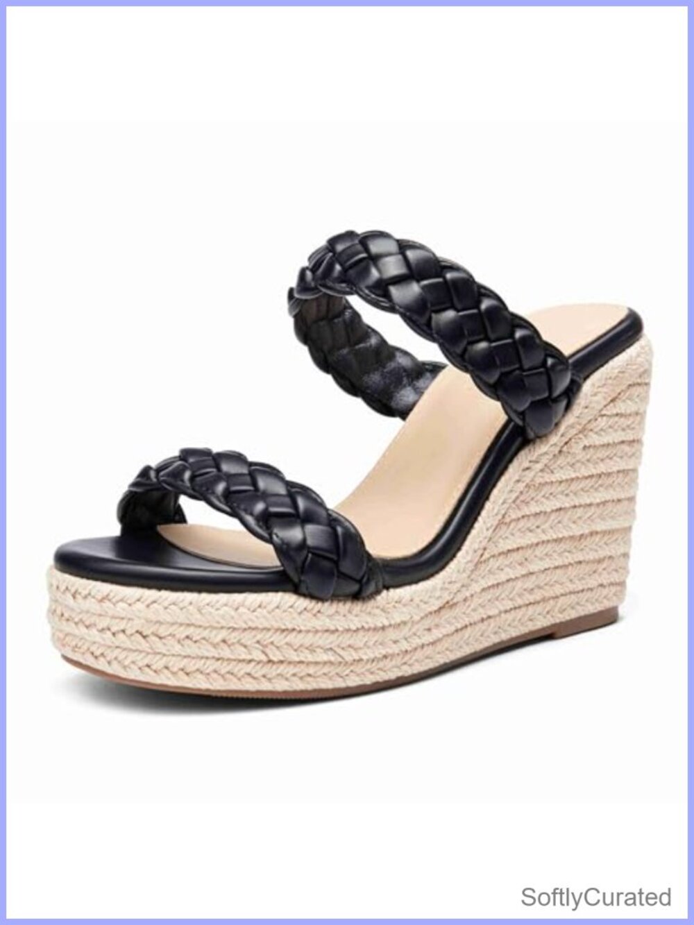 Womens Espadrille Wedge Platform Slide Sandals Two Strap Woven Slip On